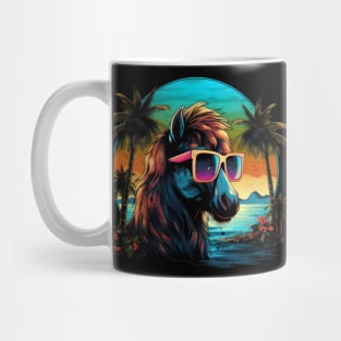 Retro Wave Shetland Pony Horse Palm Design Mug